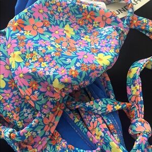 No Boundaries blue ditsy floral bikini